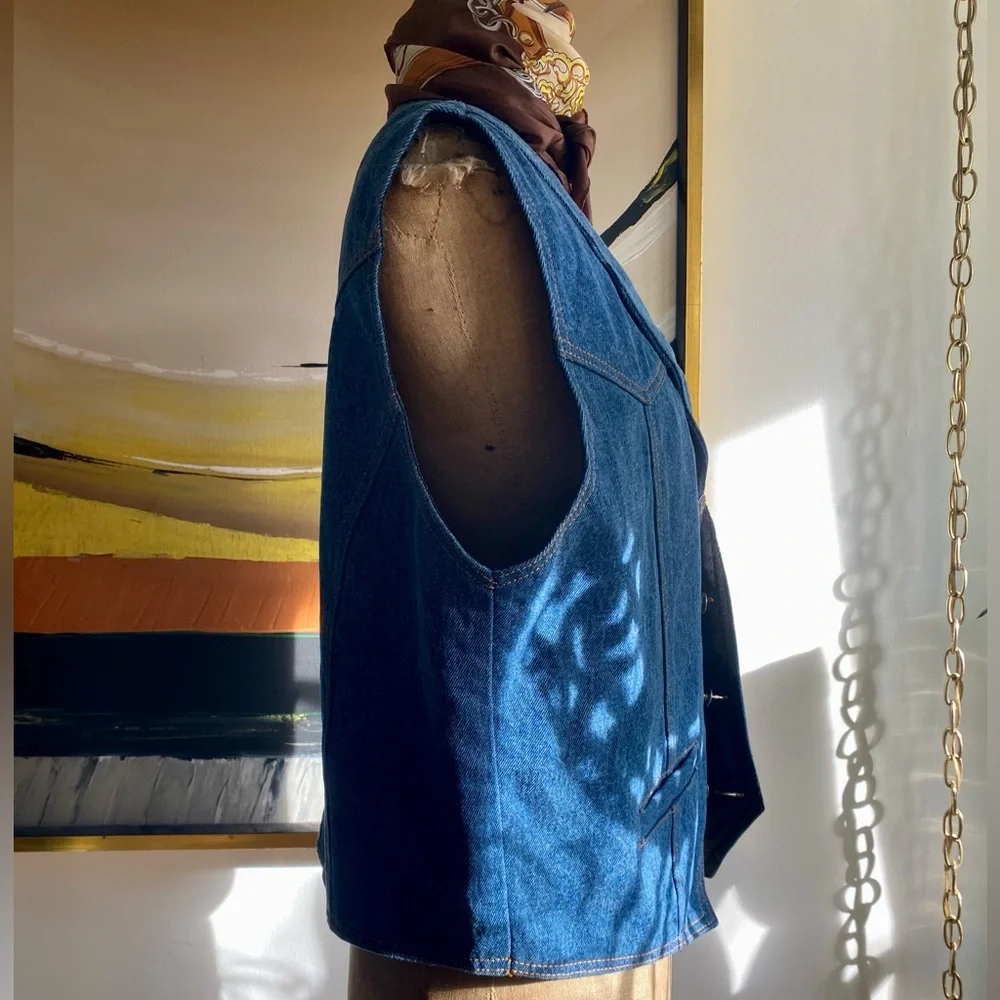 VTG 70s Western Denim Vest - Picture 2 of 11
